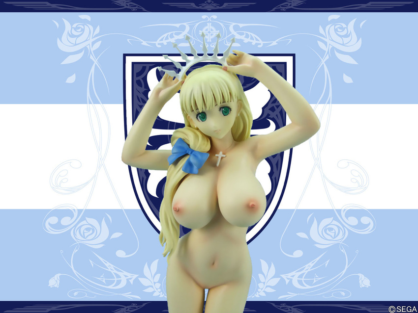 blonde_hair breasts clalaclan_philias cleavage figure green_eyes huge_breasts large_breasts makaizou_figure naked nipples nude sega shining_(series) shining_wind taka_tony tanaka_takayuki