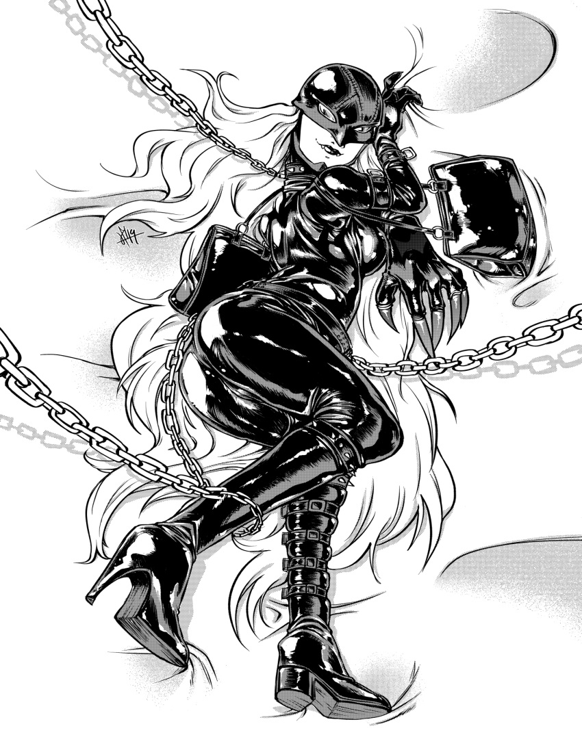 bdsm breasts chain claws clothing digimon digimon_(species) female footwear high_heels invalid_tag ladydevimon rubber shoes yogurpodrido