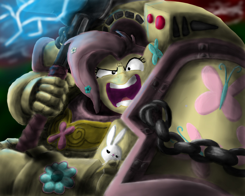 angel_(mlp) angry armor fluttershy_(mlp) friendship_is_magic my_little_pony rage warhammer_(franchise) warhammer_40k