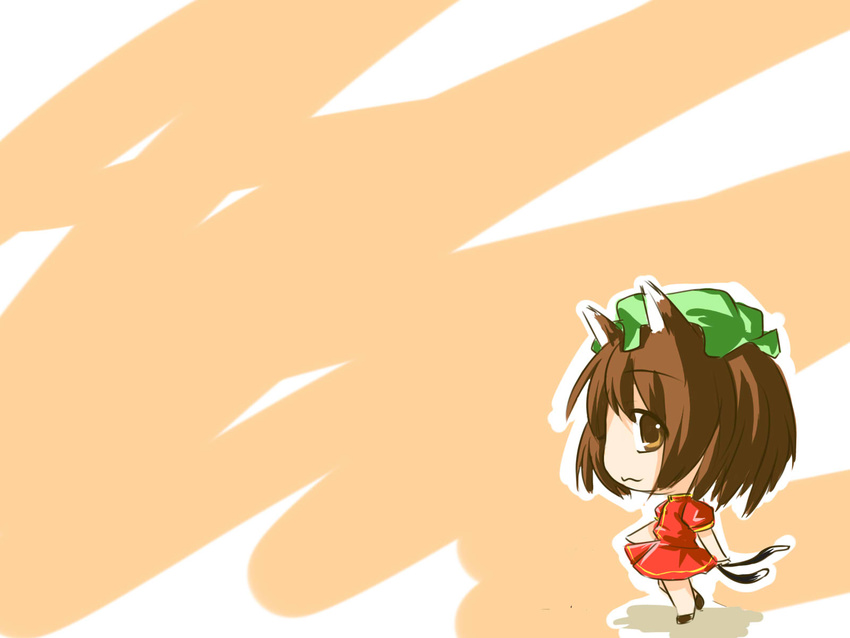 :3 animal_ears bad_id bad_pixiv_id bc cat_ears cat_tail chen chibi hat highres smile solo tail touhou