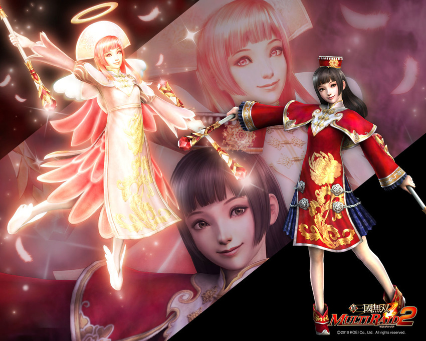 da_qiao hat koei long_hair shin_sangoku_musou wallpaper wand