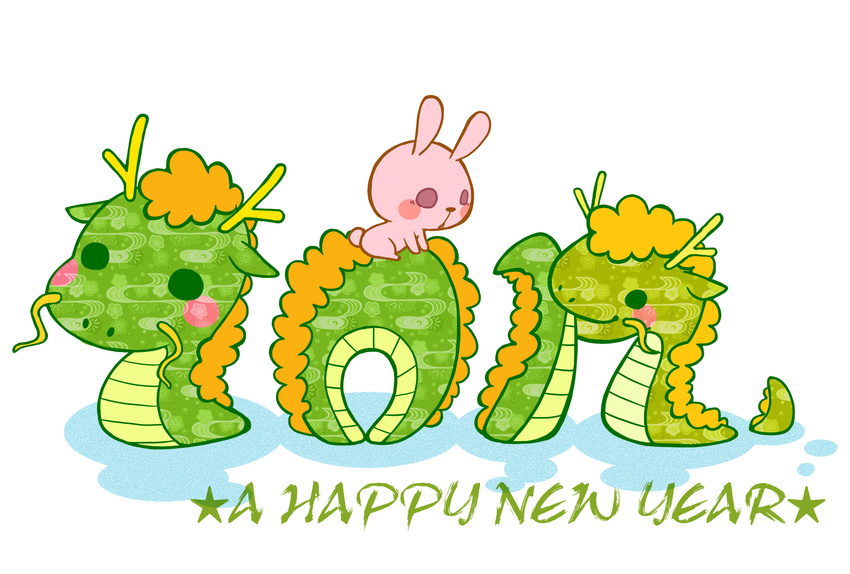 bunny dragon eastern_dragon egasumi english highres new_year no_humans original sakura_usagi