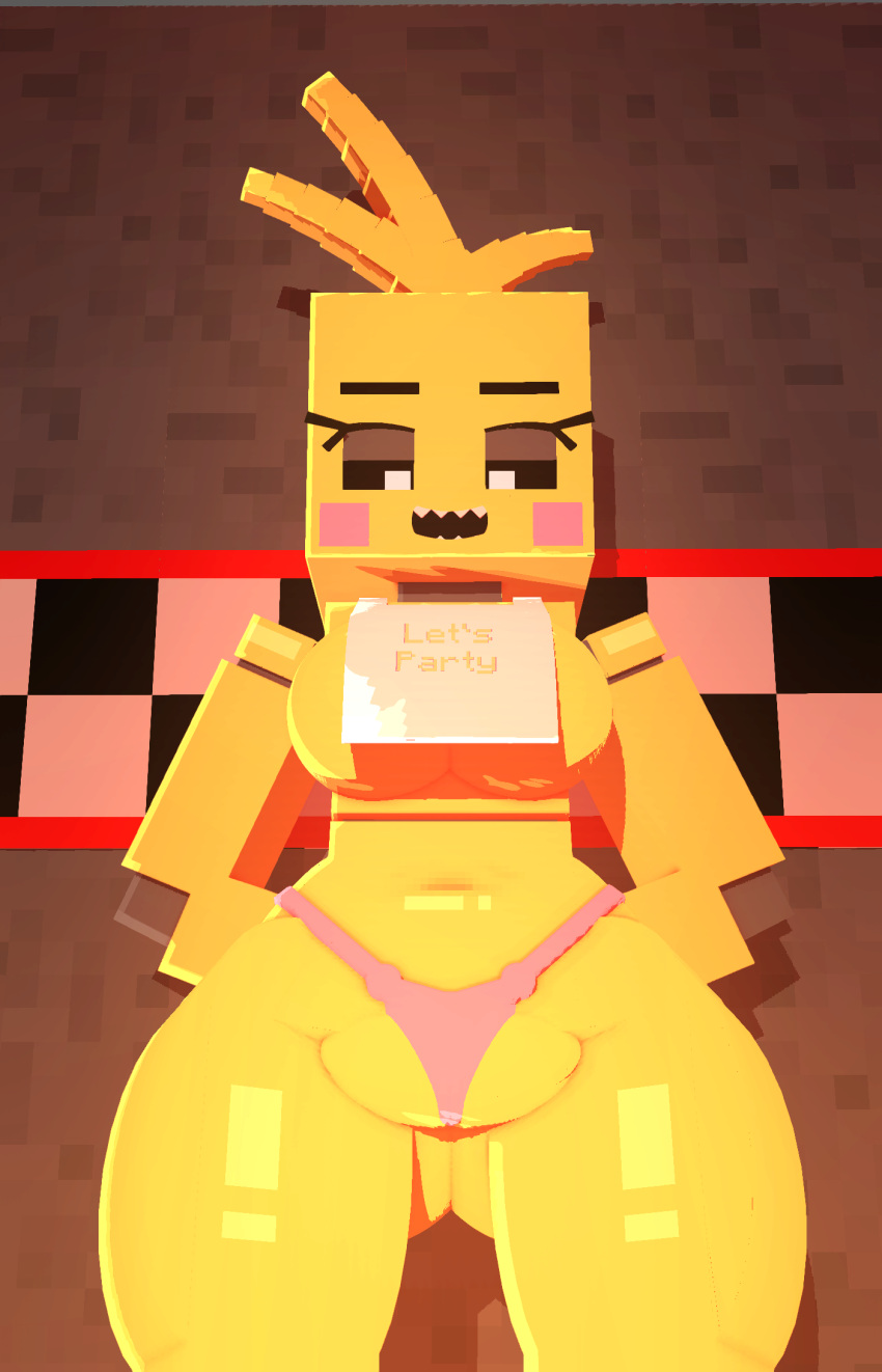 2023 3d_(artwork) animatronic avian big_breasts bird blonde_hair breasts chicken clothing coresvoid curvaceous curvy_body curvy_female curvy_figure digital_media_(artwork) eyebrows female five_nights_at_freddy's five_nights_at_freddy's_2 galliform gallus_(genus) hair hi_res machine microsoft mine-imator minecraft mojang open_mouth phasianid robot scottgames shadow sharp_teeth simple_background smooth_skin teeth thick_thighs toy_chica_(fnaf) voluptuous wide_hips xbox_game_studios yellow_body