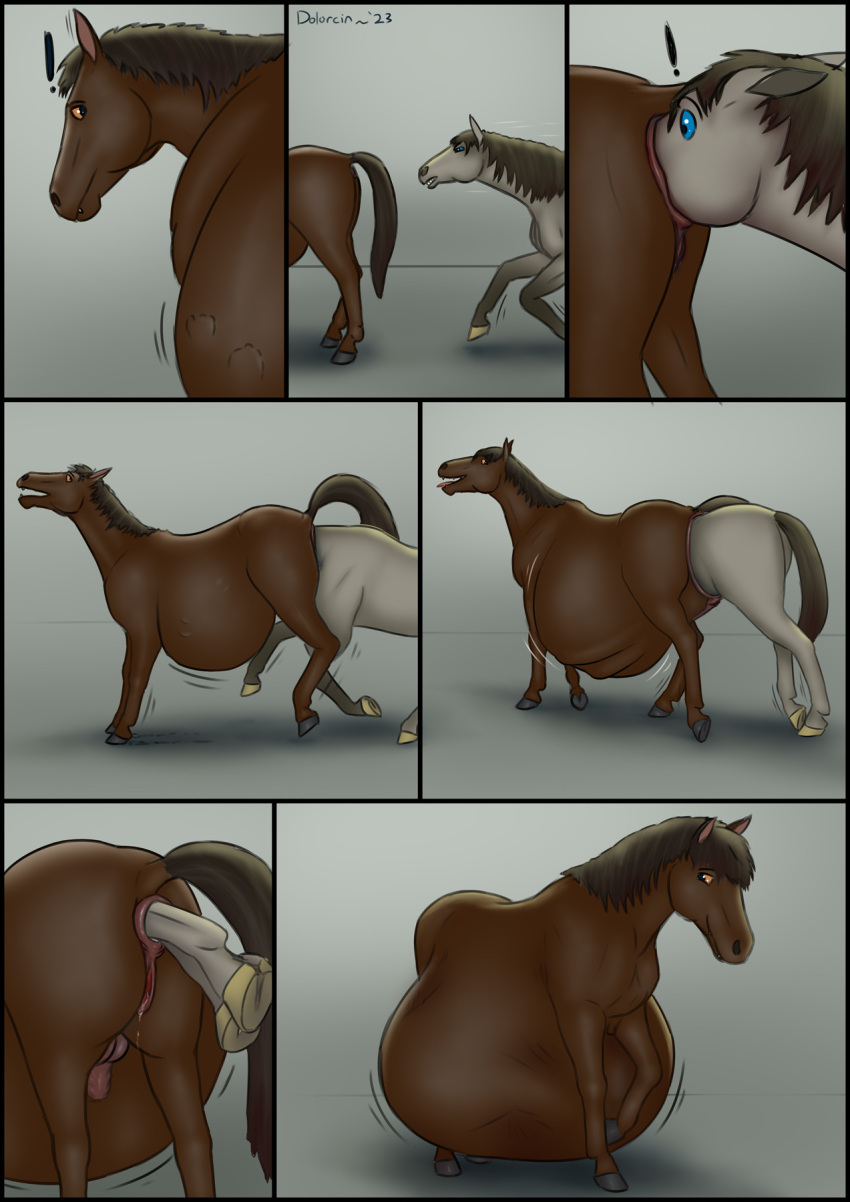 2023 ambiguous_gender ambiguous_prey anal anal_vore anus artist_name balls comic dolorcin duo equid equine feral feral_pred feral_prey genitals hi_res horse huge_belly intersex intersex_pred male male/male maleherm maleherm_pred mammal multiple_prey penis pussy same_size_vore simple_background soft_vore struggling_prey surprise vore year