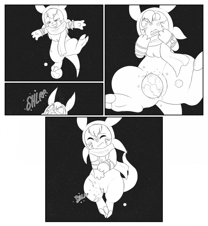 accidental_vore anthro blush bodily_fluids chespin clothing earth extreme_size_difference fan_character feet female generation_6_pokemon genital_fluids genitals giga hi_res larger_female macro mammal monochrome nintendo nude object_vore penetration planet planet_in_pussy planet_insertion planet_vore planetary_macro pokemon pokemon_(species) pussy pussy_juice scarf size_difference sound_effects space sparky_the_chu tail unbirthing vaginal vaginal_penetration vore