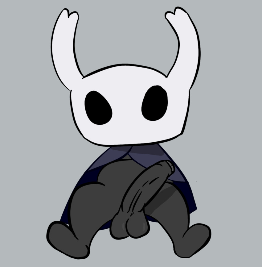 anthro armless big_penis cloak clothing foreskin genitals hi_res hollow_knight male mask nude penis solo team_cherry the_knight_(hollow_knight) thehornyhomunculus vessel_(species)