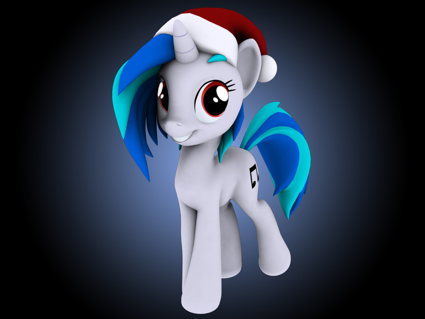 cutie_mark equine female feral friendship_is_magic hair hashbro horn horse mammal model my_little_pony plain_background pony red_eyes solo tail two_tone_hair unicorn vinyl_scratch_(mlp)