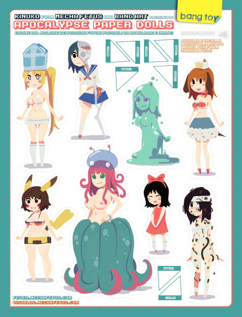 animal_ears bikini_bible_chan breasts character_request cosplay cyborg gen_1_pokemon highres italian mariel_cartwright monster_girl multiple_girls nipples original paper_doll papercraft pikachu pikachu_(cosplay) pikachu_ears pikachu_tail poke_ball_theme pokemon pokemon_(creature) pokemon_ears priest sexual_dimorphism slime small_breasts tail tentacles zombie