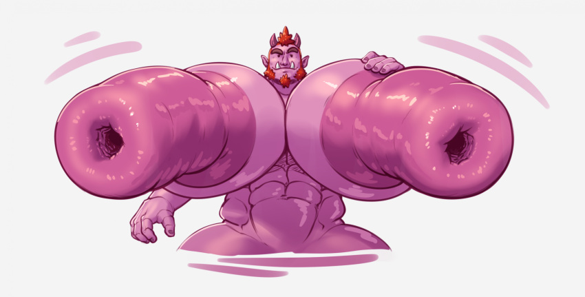 abs anthro big_muscles gaping hi_res huge_muscles humanoid hyper hyper_muscles hyper_nipples lotolotl male muscular muscular_anthro muscular_male nipple_gape nipples orc pink_body solo