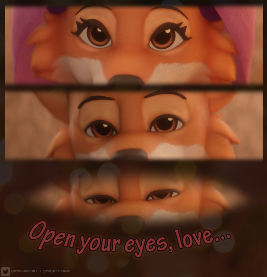 16:10 3d_(artwork) biped black_nose blender_(software) brown_eyes canid canine canis cheek_tuft dialogue digital_media_(artwork) disney duo facial_tuft female fox fur half-closed_eyes hand_holding hi_res looking_at_viewer maid_marian male mammal mmad narrowed_eyes orange_body orange_fur red_fox robin_hood robin_hood_(disney) sitting standing text tuft twitter username white_body white_fur widescreen