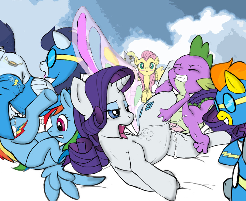 baginazard derpy_hooves fleetfoot fluttershy friendship_is_magic my_little_pony rainbow_dash rarity soarin spike spitfire