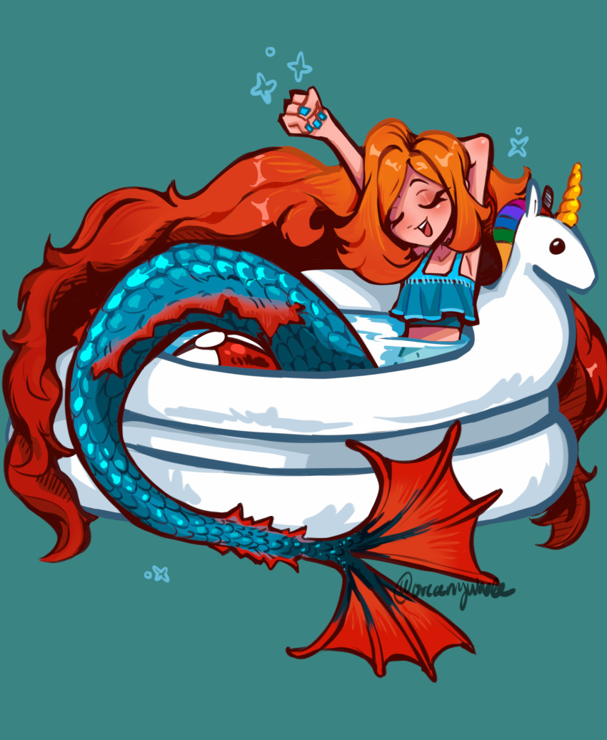 1girl chelsea_(ruby_gillman) highres long_hair mermaid monster_girl orcamywhale red_hair ruby_gillman:_teenage_kraken solo very_long_hair