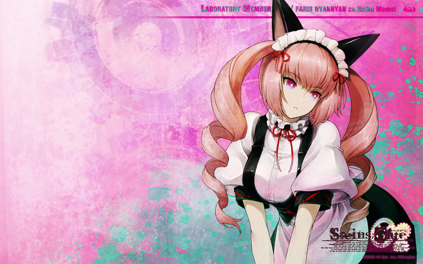 animal_ears faris_nyannyan pink_hair steins;gate twintails waitress