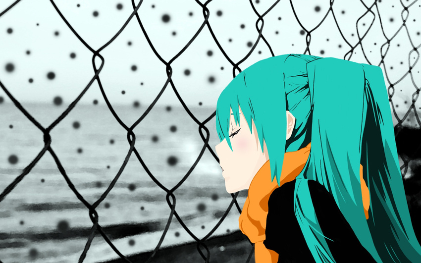 append aqua hair hatsune miku polychromatic twintails vocaloid