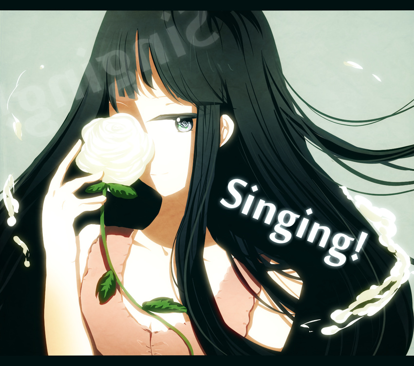 a-o-i akiyama_mio bad_id bad_pixiv_id black_hair flower k-on! k-on!_movie long_hair singing! solo