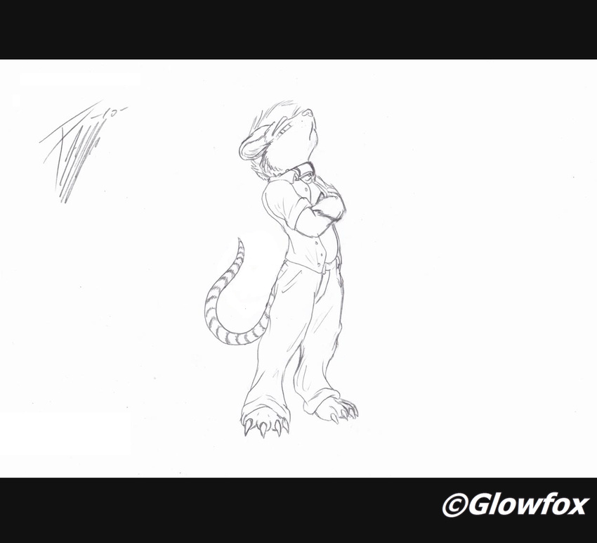 and arms black black_and_white clothing crossed crossed_arms general glowfox male mammal media monochrome pants paws rat rated rodent sketch solo standing sweater tail traditional traditional_media white