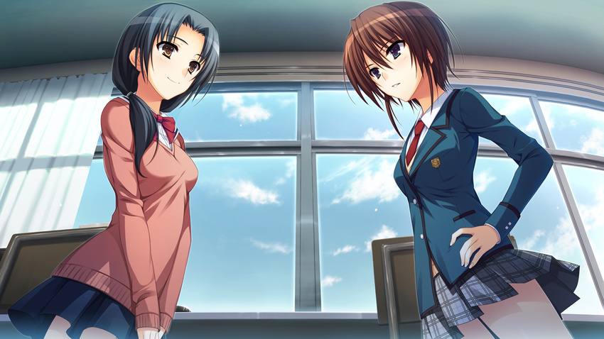 brown_hair game_cg koi_de_wa_naku makishima_yumi seifuku short_hair tomose_shunsaku