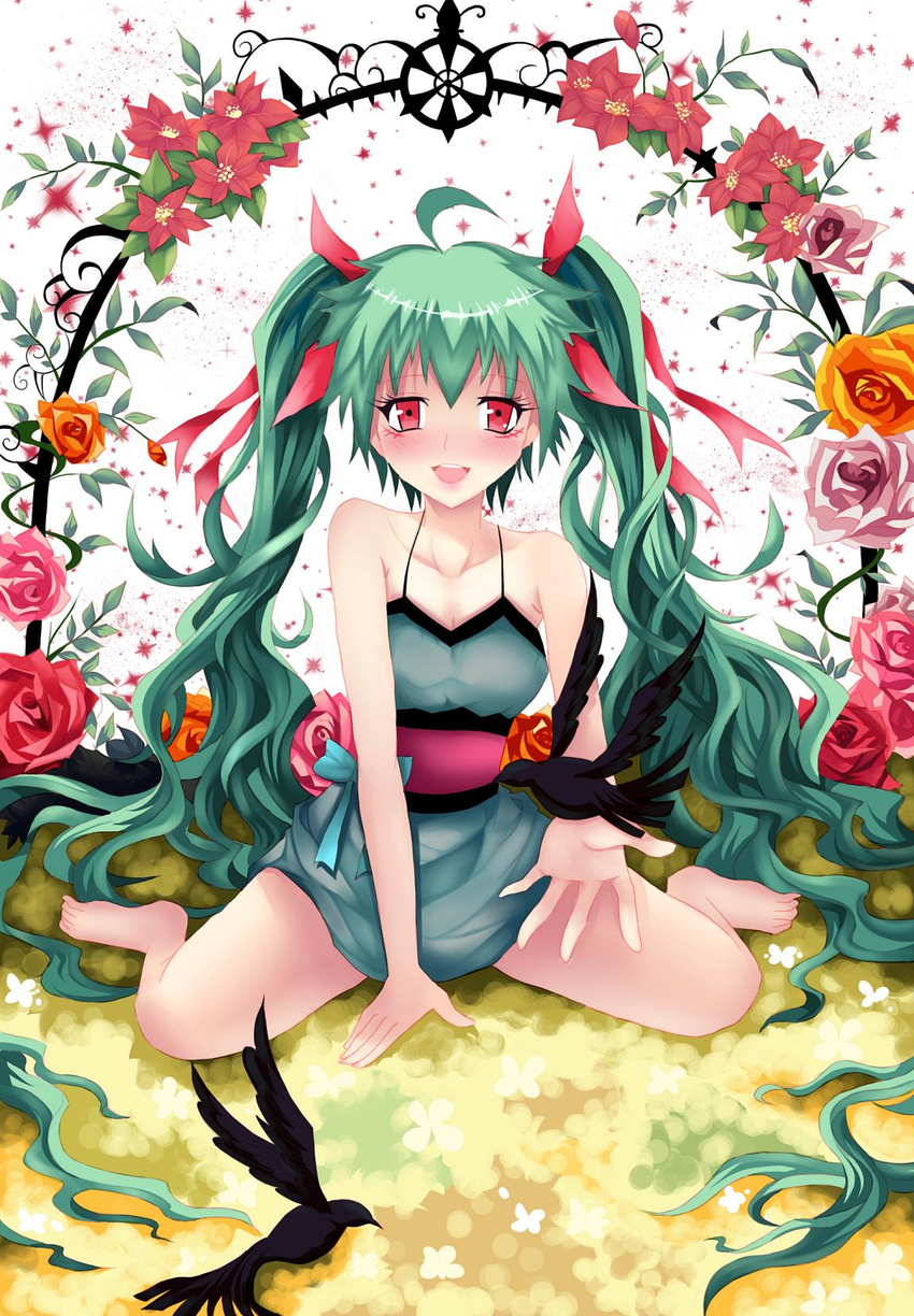 flowers garden girls hatsune miku vocaloid