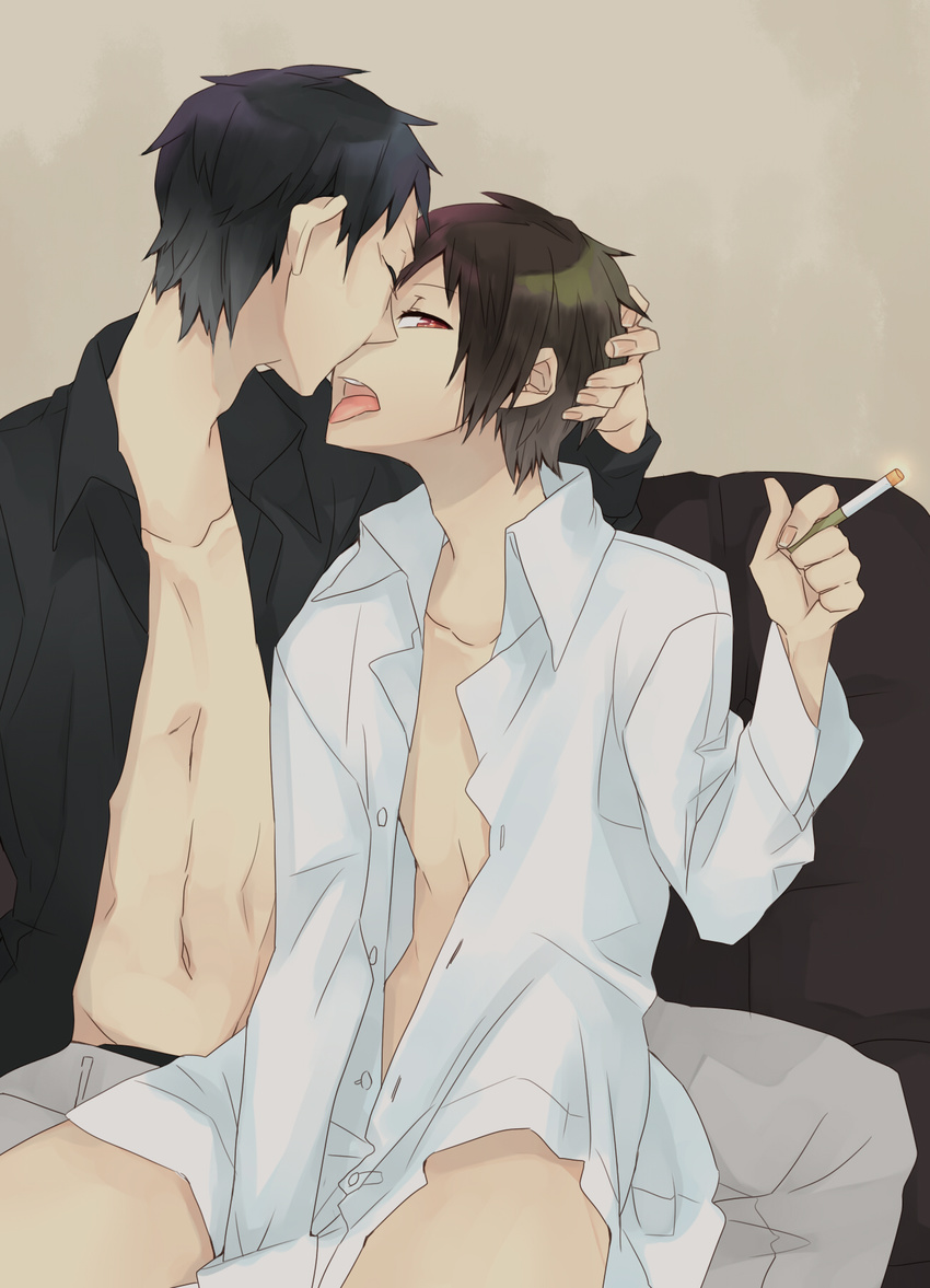 artist_request cigarette duo durarara!! highres male male_focus orihara_izaya shiki_(durarara!!) yaoi