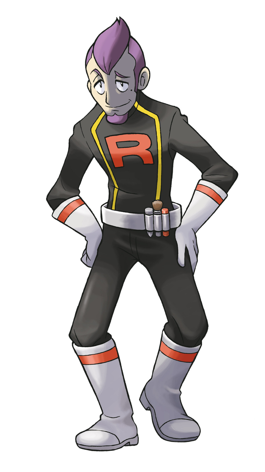 absurdres game_freak highres lambda_(pokemon) male male_focus official_art pokemon pokemon_(game) pokemon_heartgold_and_soulsilver pokemon_hgss solo standing team_rocket transparent_background unno_takao
