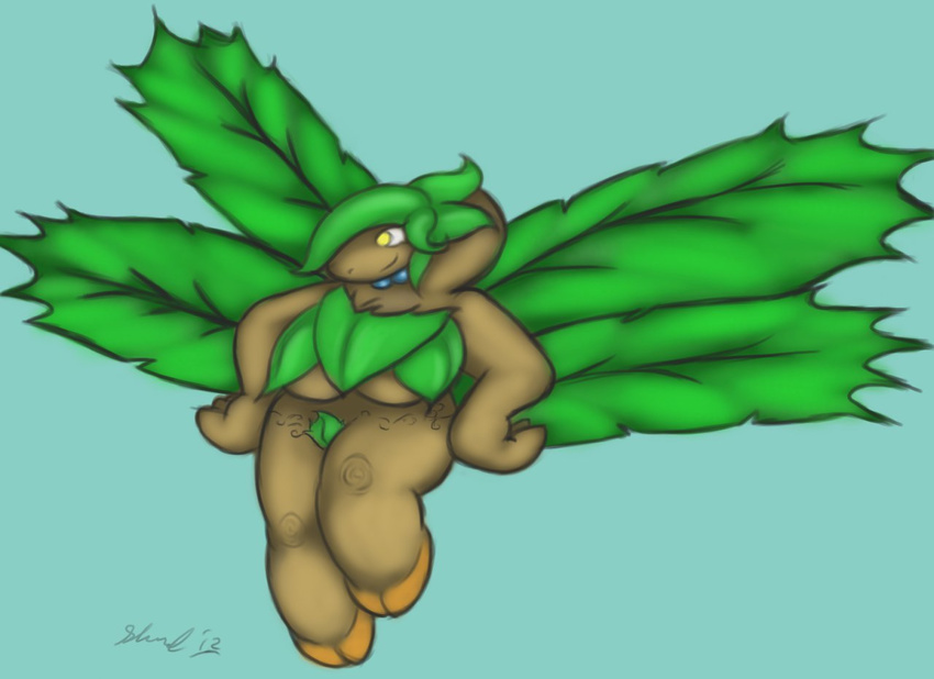 big_breasts breasts chubby fanart female flying fruit leaves nintendo plant pok&#233;mon pok&#233;morph pok&eacute;mon shardshatter tropius video_games wings