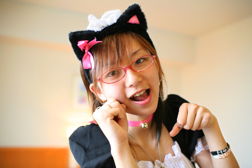 apron cat_ears cosplay glasses maid maid_apron maid_uniform maya photo