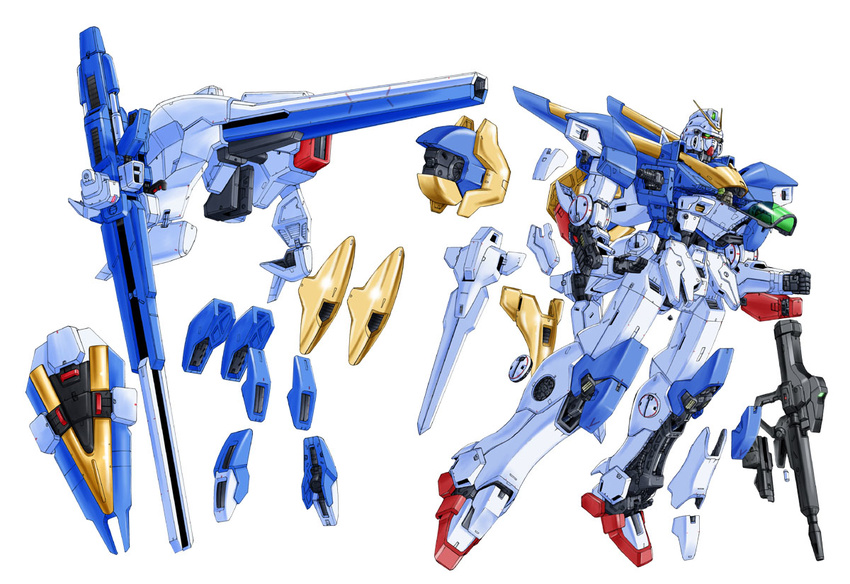 bag beam_rifle cannon energy_gun gun gundam mecha no_humans s.shimizu shield v2_gundam victory_gundam weapon