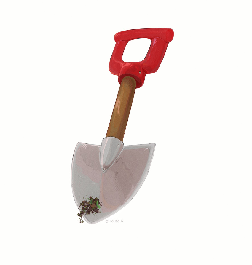 artist_name ben-day_dots commentary dirt highres hightguy no_humans object_focus plants_vs._zombies screentones shovel simple_background symbol-only_commentary weeds white_background