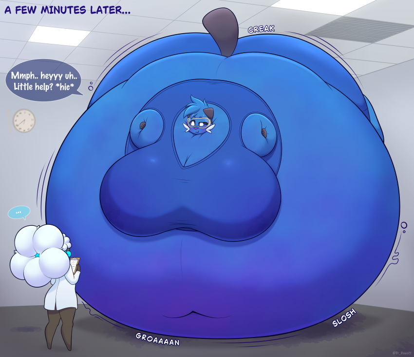 2026 5_fingers abdominal_bulge absurd_res alchemist anthro artist_name barefoot belly belly_expansion belly_overhang big_belly big_breasts big_butt biped black_ears black_freckles black_markings black_tail blue_background blue_body blue_bottomwear blue_clothing blue_eyebrows blue_eyes blue_fur blue_hair blue_pants blue_sclera blue_shirt blue_shorts blue_topwear blueberry_inflation bodily_fluids body_inflation bottom_heavy bottomwear breast_expansion breasts butt closed_smile clothed clothed_anthro clothed_female clothing color_swatch colored cork cute_fangs dewey_otterly dewott digital_drawing_(artwork) digital_media_(artwork) digitigrade doctor dr.dewott english_description english_text expansion expansion_sound_effect eyebrows eyelashes eyewear fangs feet female female_anthro fingers freckled_face freckles front_view full-length_portrait fur generation_5_pokemon generation_6_pokemon glorp gloves goggles grey_background hair handwear hi_res holding_object holding_potion huge_belly humanoid_hands hyper hyper_belly inflation leg_markings lidded_eyes mammal markings morbidly_obese morbidly_obese_anthro morbidly_obese_female motion_lines mouth_closed mustelid navel navel_outline nintendo no_pupils obese obese_anthro obese_female onomatopoeia open_mouth overweight overweight_anthro overweight_female pants pink_nose pockets pokemon pokemon_(species) portrait potion purple_body round-bottom_flask safety_goggles scrubs seashell shaded shell shirt shorts simple_background slosh sloshing_belly smile snaggle_tooth socks_(marking) sound_effects standing stated_height stated_weight sweat sweatdrop swelling tail teeth text thick_thighs tight_clothing toes topwear voluptuous_anthro voluptuous_female whimsicott whiskers white_clothing white_eyes white_shirt white_text white_topwear white_whiskers wide_hipped_anthro wide_hipped_female