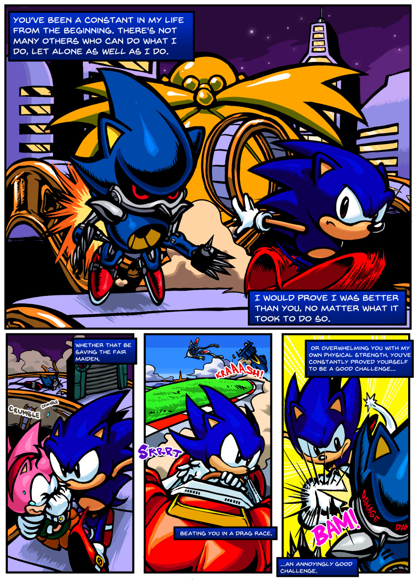 absurd_res accessory amy_rose badnik black_sclera blue_body blue_ears blue_quills blue_tail bottomwear classic_amy_rose classic_metal_sonic classic_sonic classic_sonic_(universe) clothing comic countershading domestic_cat english_text eulipotyphlan felid feline felis footwear gloves green_clothing green_shirt green_topwear grey_body grey_nose grey_skin hair handwear headband hedgehog hi_res kolsan machine mammal metal_sonic mouthless multicolored_body multicolored_clothing multicolored_footwear multicolored_shoes orange_bottomwear orange_clothing orange_skirt pink_body pink_hair pointy_nose punch pupils race racing red_clothing red_eyes red_footwear red_headband red_shoes robot running sega shirt shoes short_tail skirt sonic_the_hedgehog sonic_the_hedgehog_(series) tail tan_body tan_countershading tan_inner_ear tan_skin text text_box topwear two_tone_clothing two_tone_footwear two_tone_shoes white_clothing white_footwear white_gloves white_handwear white_shoes yellow_inner_ear