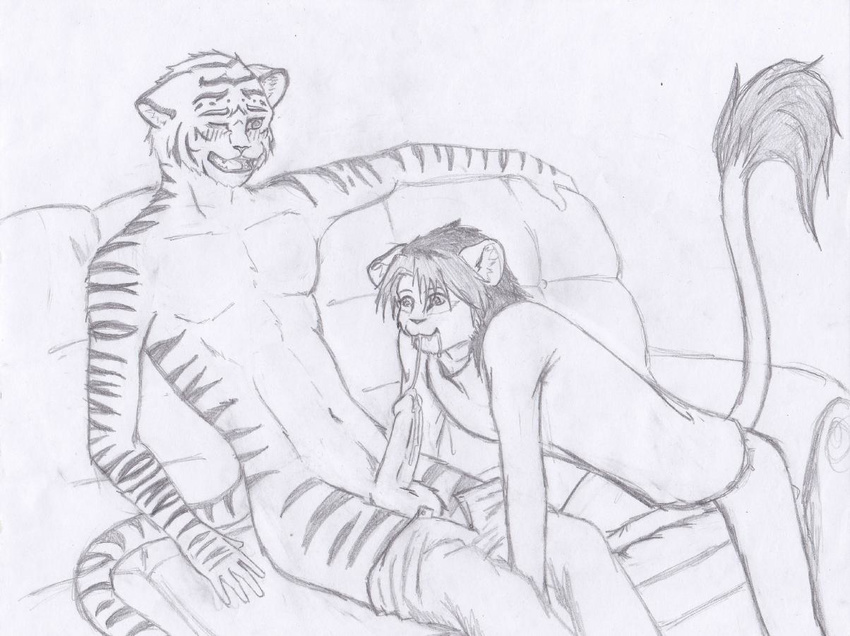 cum cum_in_mouth cum_inside feline gay leonikuz lion male mammal oral serra_belvoule tiger