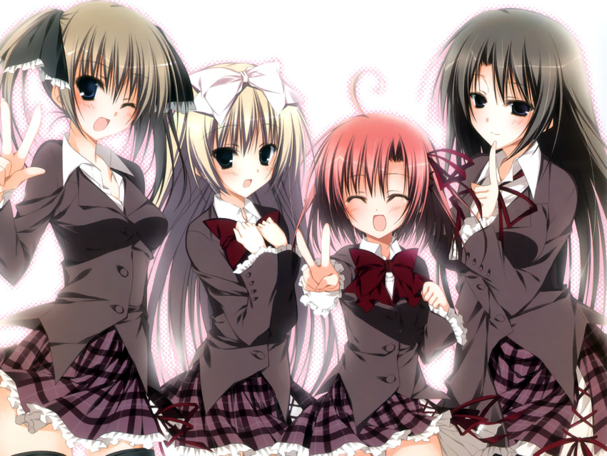 akaba_chizuru inugami_kira sakurano_kurimu seifuku seitokai_no_ichizon shiina_mafuyu shiina_minatsu thighhighs