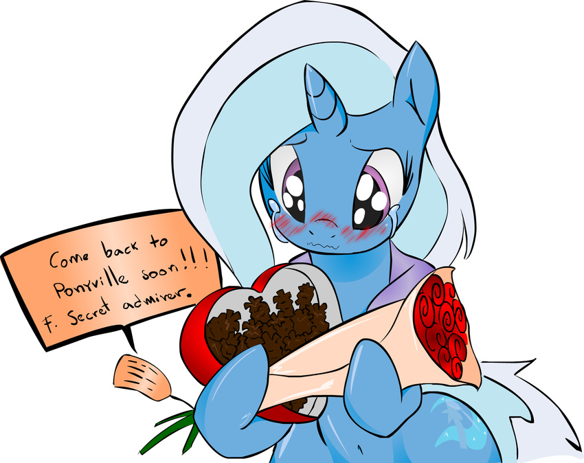 alpha_channel blush clk300 cutie_mark english_text equine female feral flower friendship_is_magic horn mammal my_little_pony note pine-cone pinecone plain_background purple_eyes rose solo tears text transparent_background trixie_(mlp) unicorn zev