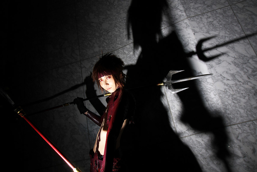 cosplay houtou_singi_(model) photo polearm sengoku_basara spear spears torn_clothes weapon yukimura_sanada