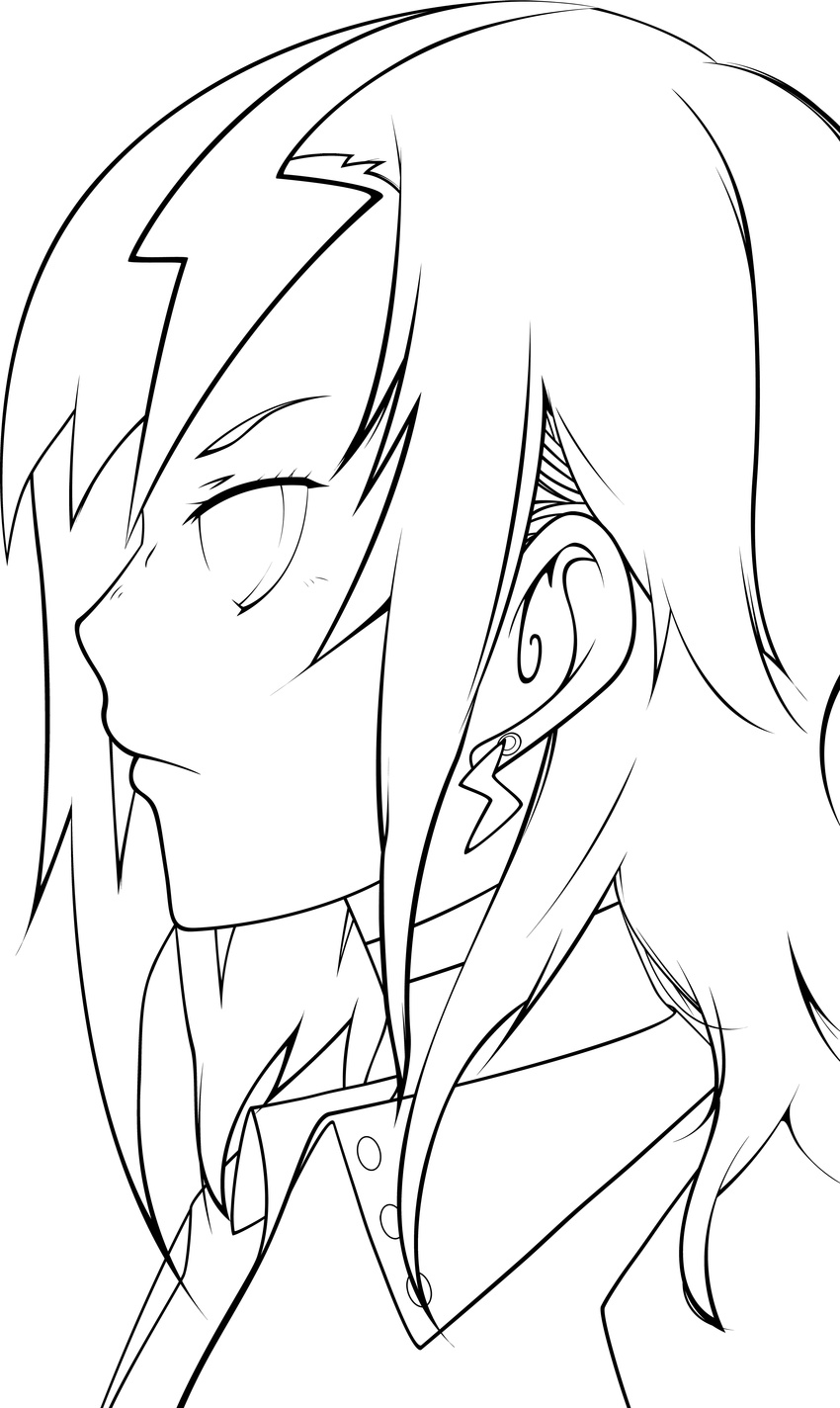 absurdres aikawa_jun earrings highres jewelry lineart solid_black_thumbnail solo transparent_background zaregoto_series