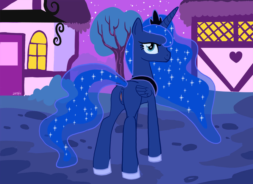 butt equine female feral friendship_is_magic horn mammal my_little_pony princess_luna_(mlp) pussy solo winged_unicorn wings zed001