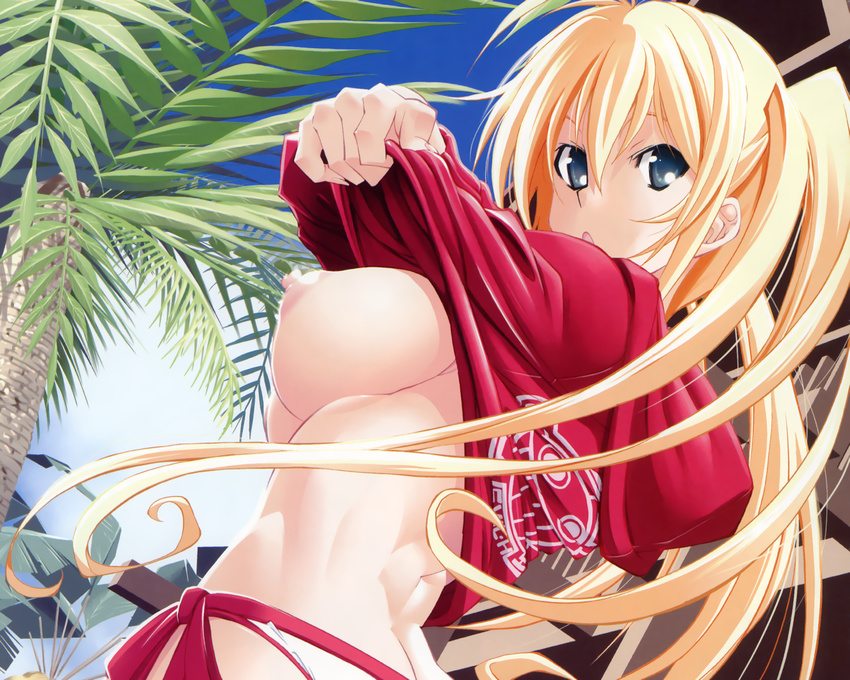 blonde_hair breasts dengeki_moeoh nipples original panties rakko underwear undressing