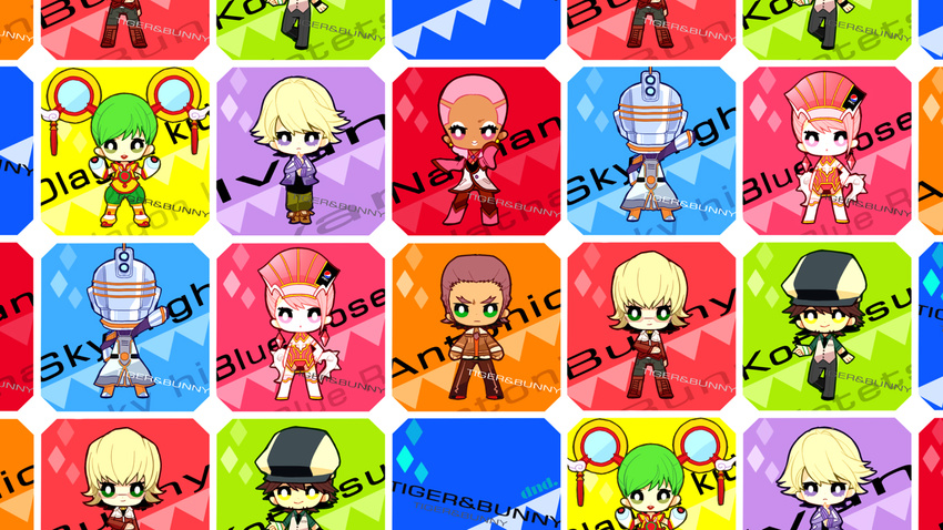 6+boys alternate_costume antonio_lopez bad_id bad_pixiv_id barnaby_brooks_jr blue_rose_(tiger_&amp;_bunny) chibi dandel dragon_kid fire_emblem_(tiger_&amp;_bunny) huang_baoling ivan_karelin kaburagi_t_kotetsu karina_lyle keith_goodman multiple_boys multiple_girls nathan_seymour origami_cyclone rock_bison sky_high superhero tiger_&amp;_bunny