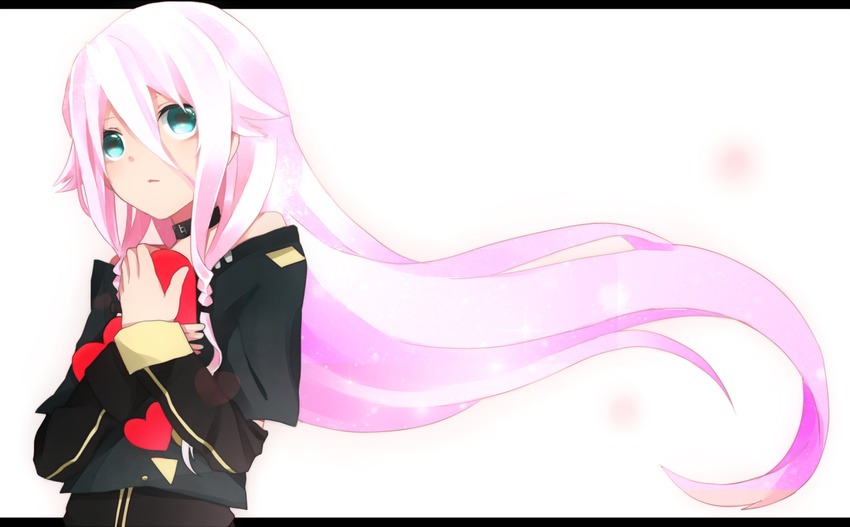 bad_id bad_pixiv_id blue_eyes choker gift heart ia_(vocaloid) long_hair looking_at_viewer pink_hair solo vocaloid zaki127