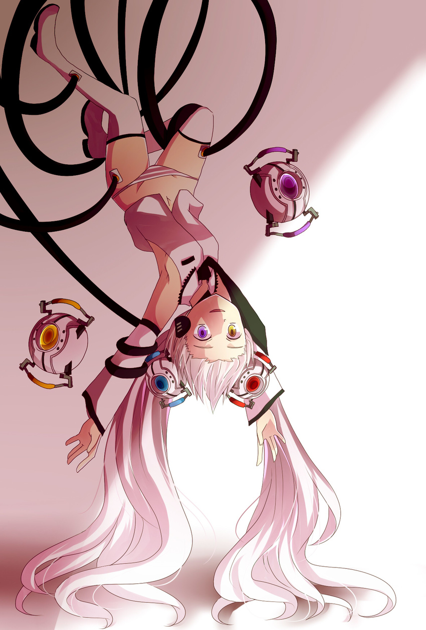 anger_core bad_id bad_pixiv_id cake_core curiosity_core glados hatsune_miku highres kuroi_paseri morality_core panties personality_core personification portal portal_(series) solo thighhighs twintails underwear upside-down vocaloid
