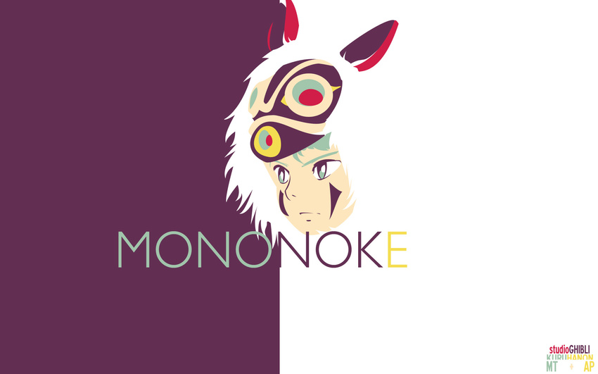 1920x1200 1girl copyright_name facepaint facial_mark female fur highres mask minimalist mononoke mononoke_hime san san_(mononoke_hime) solo studio_ghibli wallpaper