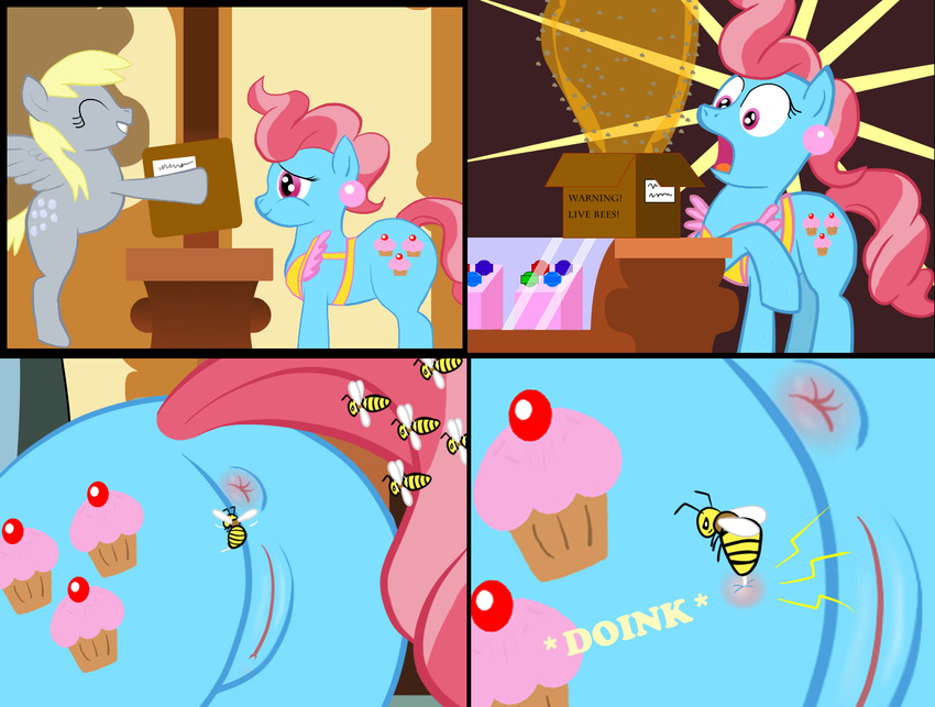 anus arthropod b.sting bee bee_sting bsting butt comic cutie_mark derpy_(mlp) derpy_hooves_(mlp) equine female feral friendship_is_magic hair horse insect mammal mrs_cake_(mlp) my_little_pony pain pegasus pony pussy raised_tail solo sting wings