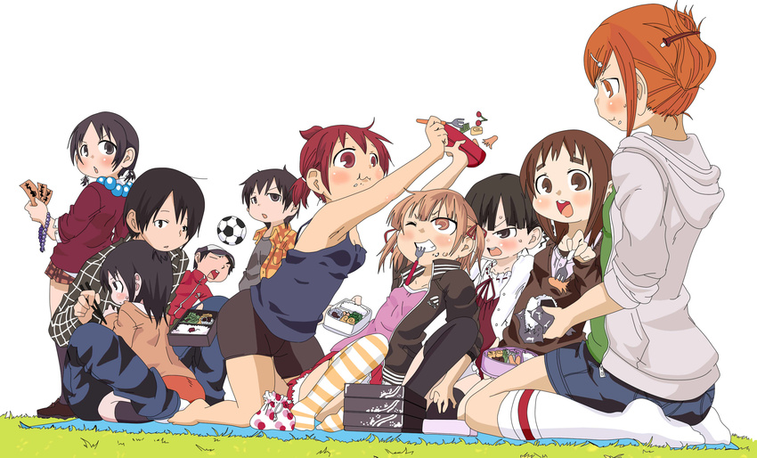 ball chiba_yuudai comic highres lowres lunch manga marui_futaba marui_hitoha marui_mitsuba matsuoka_sakiko mitsudomoe miyashita sakurai_norio satou_shin'ya satou_shin'ya soccer_ball sugisaki_miku yabe_satoshi yoshioka_yuki