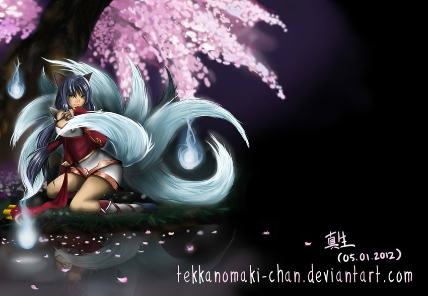 ahri animal_ears chinadress dress kitsune league_of_legends tail