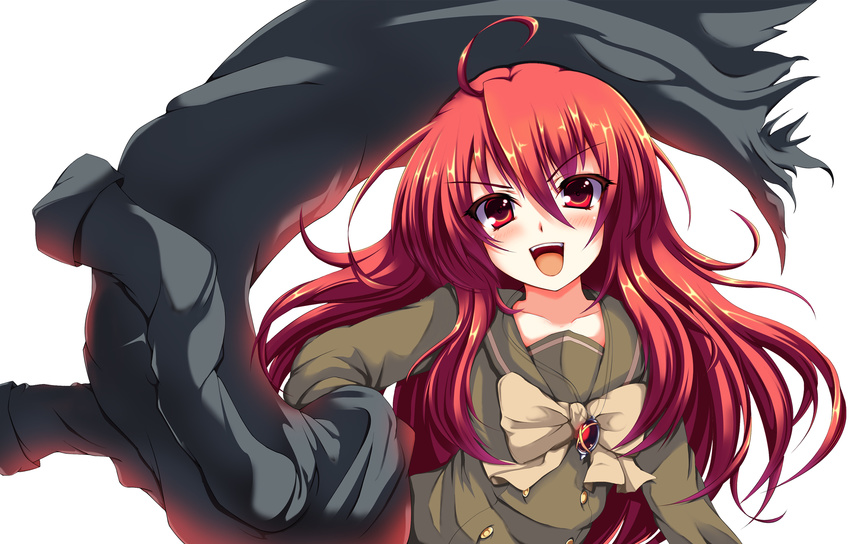 alastor_(shakugan_no_shana) coat highres jewelry long_hair nekur pendant red_eyes red_hair school_uniform serafuku shakugan_no_shana shana