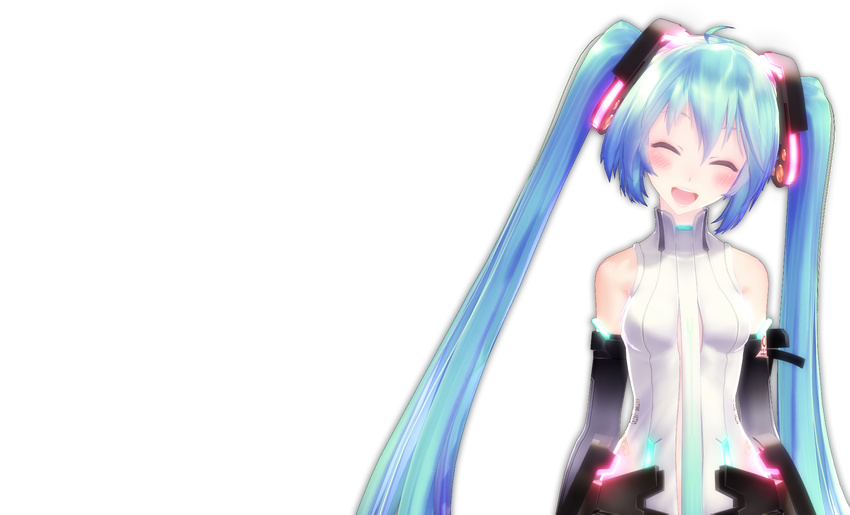 3d black hatsune_miku miku_append transparent vocaloid