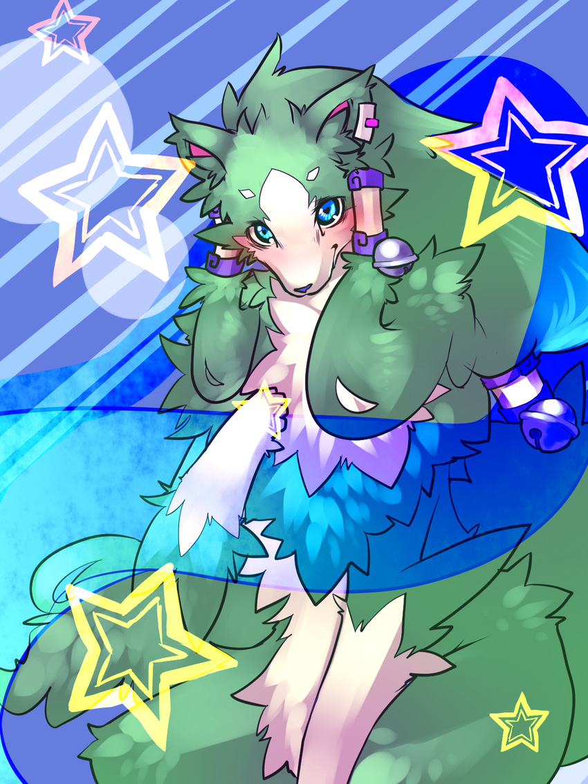 bell blue_eyes fur green green_fur handymonsters kosian stars