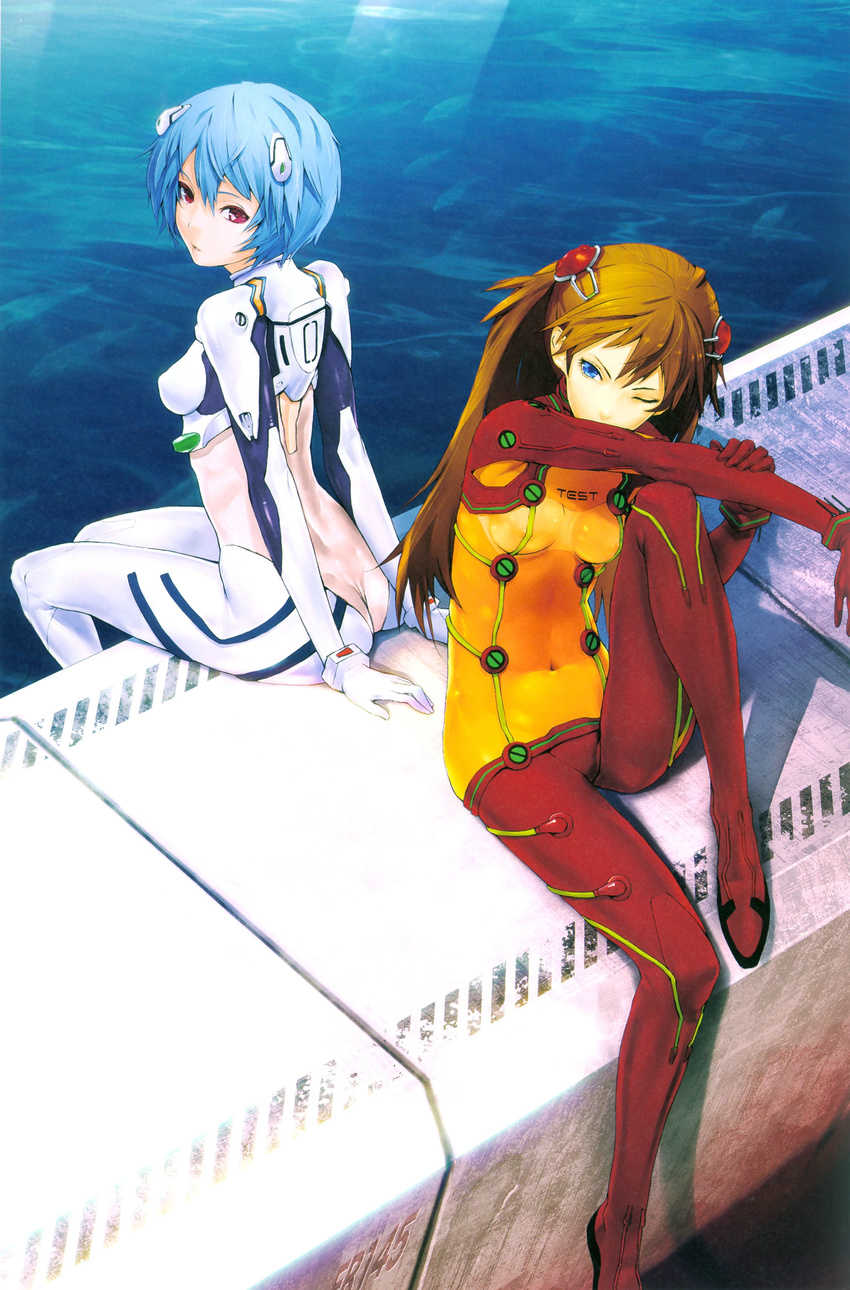 ayanami_rei long_hair neon_genesis_evangelion redjuice short_hair soryu_asuka_langley