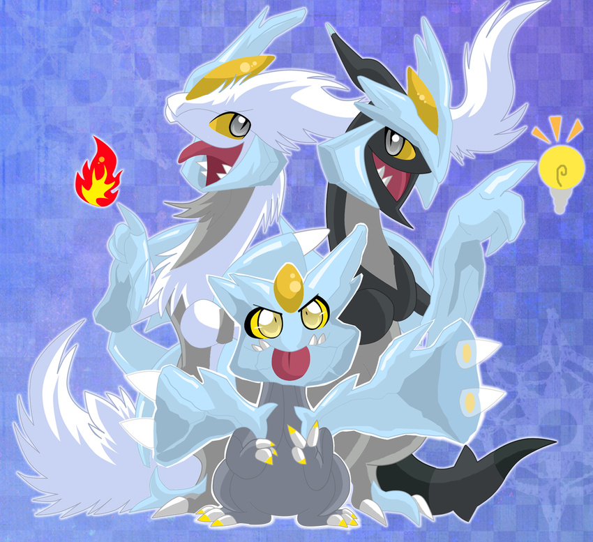 black_kyurem gen_5_pokemon highres no_humans pokemon pokemon_(creature) pokemon_(game) pokemon_bw pokemon_bw2 reshiram white_kyurem zekrom