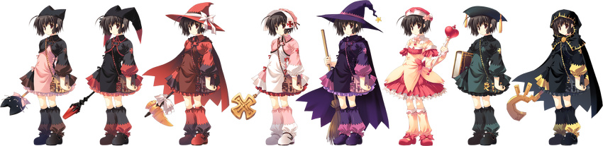 bag black_hair book broom cape costume_chart hat hood mitsumi_misato to_heart_2 to_heart_2_dungeon_travelers wand weapon yuzuhara_konomi